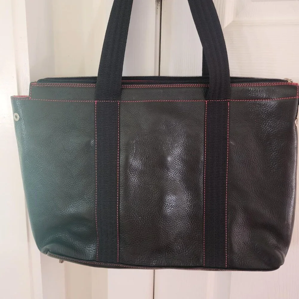 Tangaroa Terrida Venezia Italy Black Leather Work Satchel/ Bag Shoulder Straps